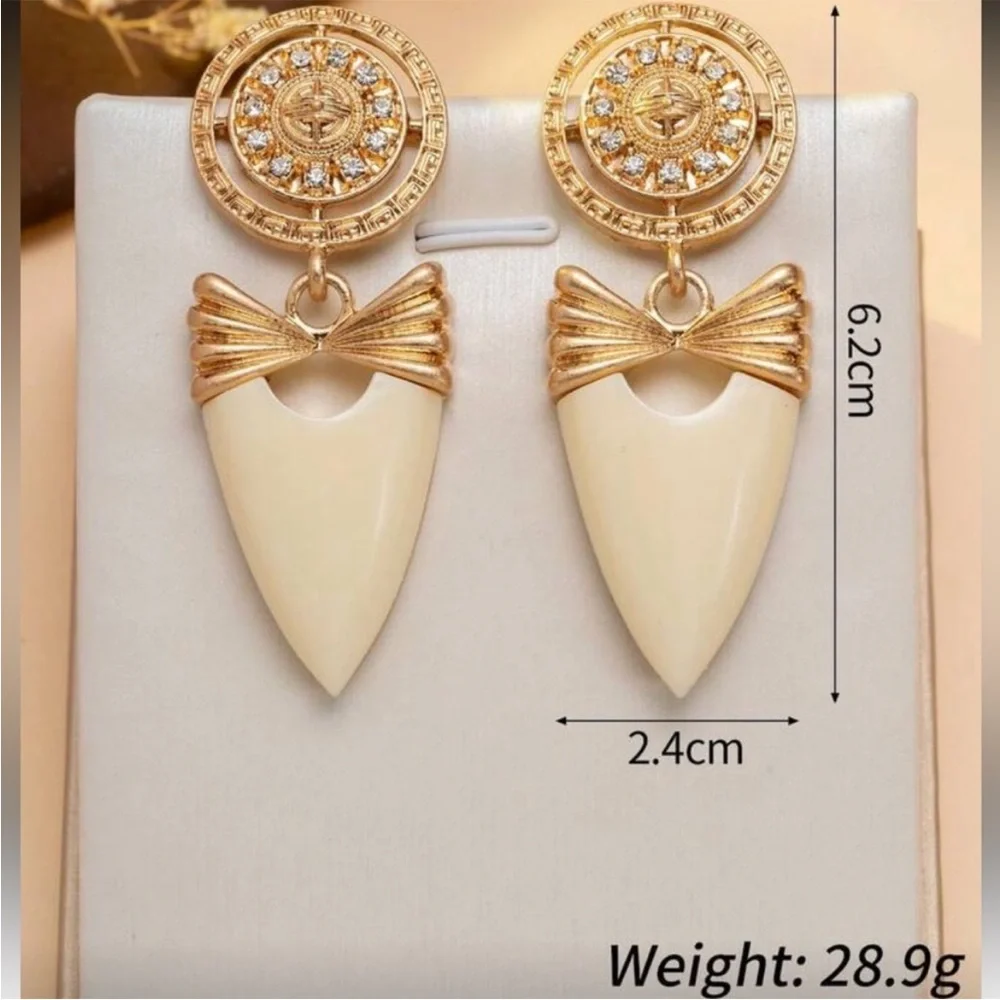 Givenchy Gold and Cream Drop Earrings - Picture 5 of 7